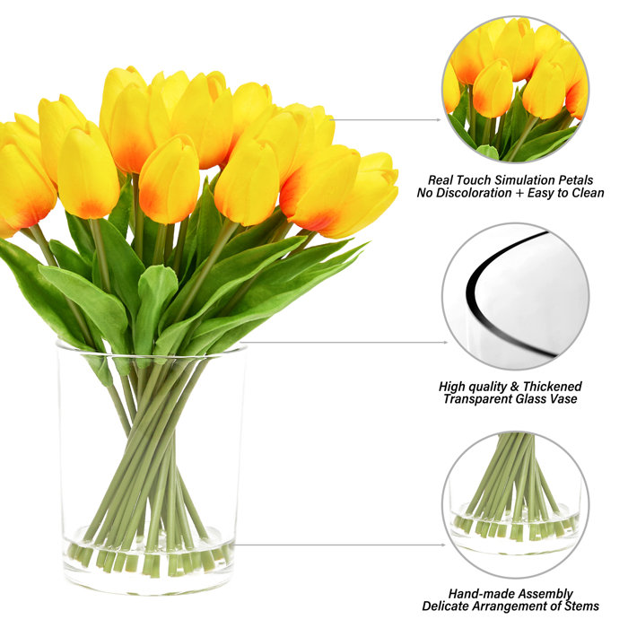 Primrue Polyether Polyurethane (PU) Tulip Arrangement in Vase & Reviews